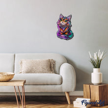 Charger l&#39;image dans la galerie, Puzzle en Bois Adulte - Chat Coloré avec Gemme