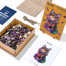 Charger l&#39;image dans la galerie, Puzzle en Bois Adulte - Chat Coloré avec Gemme