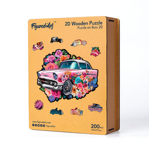 Puzzle en Bois Adulte - Voiture florale Vintage