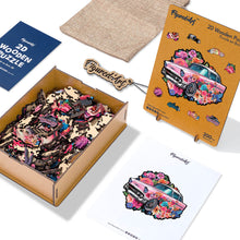 Charger l&#39;image dans la galerie, Puzzle en Bois Adulte - Voiture florale Vintage