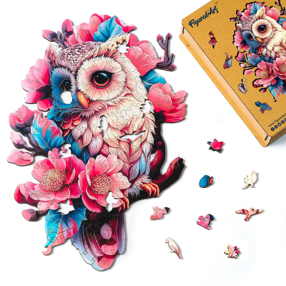 Puzzle En Bois 344 Pièces - Forme De Chouette, Pièces Animales Uniques, Boîte Cadeau En Bois, Pour Adultes - 2