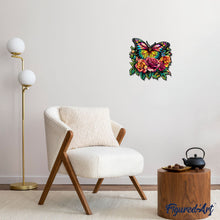 Charger l&#39;image dans la galerie, Puzzle en Bois Adulte - Papillon et Roses