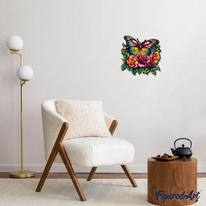 Puzzle en Bois Adulte - Papillon et Roses