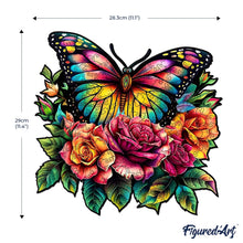 Charger l&#39;image dans la galerie, Puzzle en Bois Adulte - Papillon et Roses