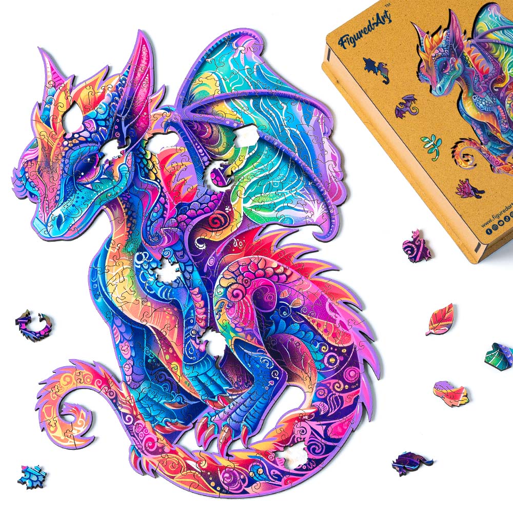 Puzzle en Bois Adulte - Dragon Vibrant