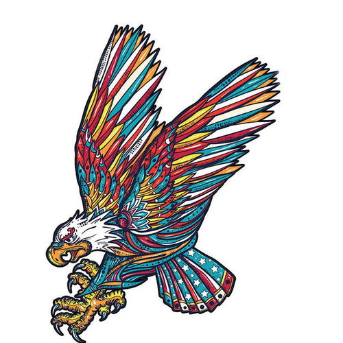 Puzzle 2D en Bois - Aigle Coloré