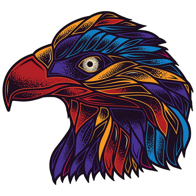 Puzzle 2D en Bois - Tête d'aigle colorée