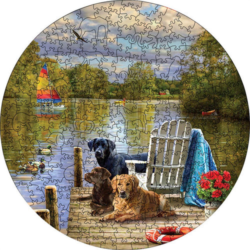 Puzzle 2D en Bois - Chiens au bord du lac