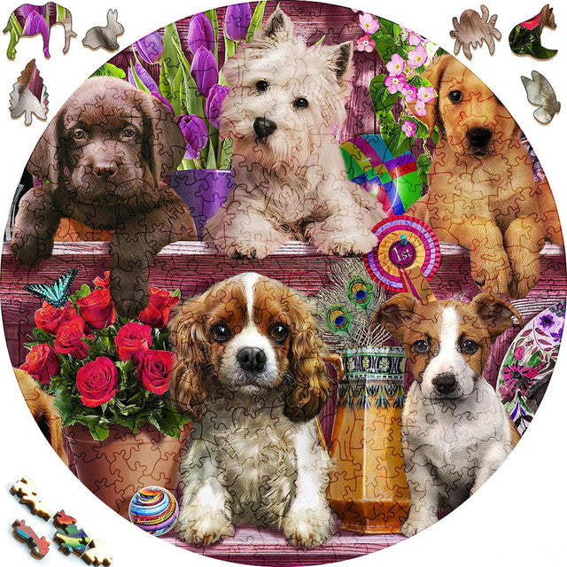 Puzzle 2D en Bois - Fête des Chiots