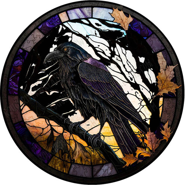 Puzzle 2D en Bois - Un Corbeau Vigilant