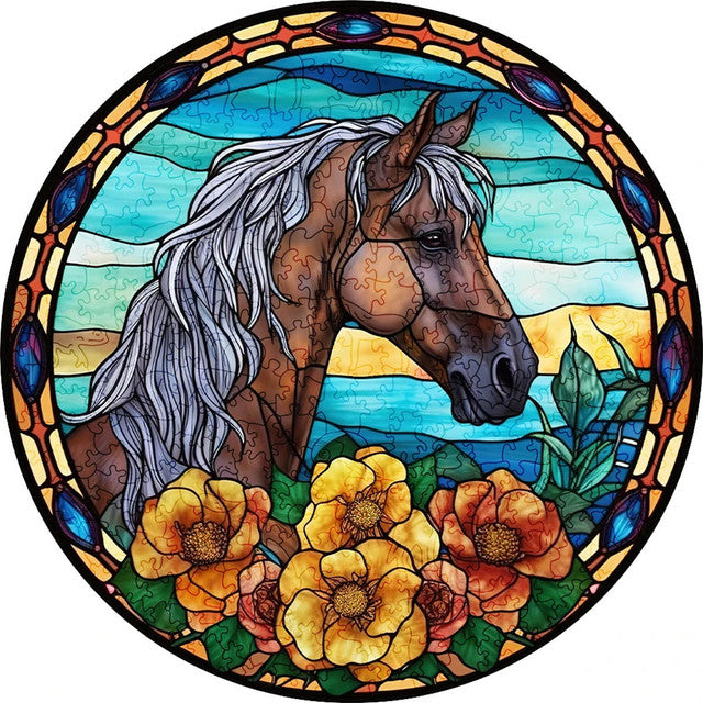 Puzzle 2D en Bois - Fleurs pour un Étalon