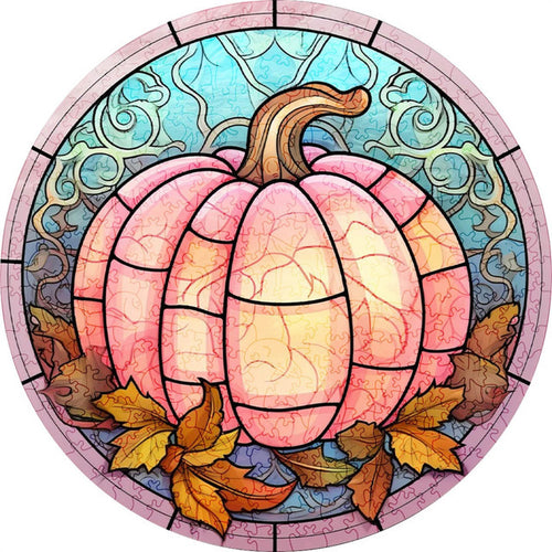 Puzzle 2D en Bois - Citrouille rose clair