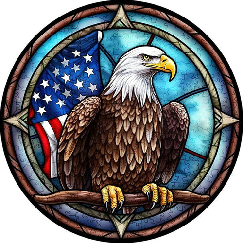 Puzzle 2D en Bois - Aigle Patriote