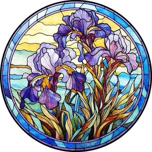 Puzzle 2D en Bois - Iris pourpres