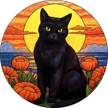 Charger l&#39;image dans la galerie, Puzzle 2D en Bois - Chat noir au coucher du soleil
