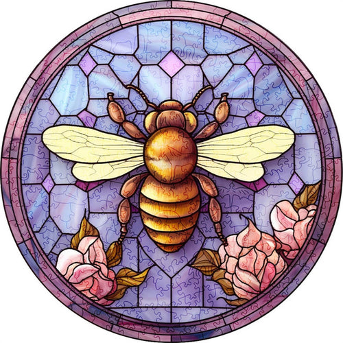 Puzzle 2D en Bois - Abeille Dorée sur Violet