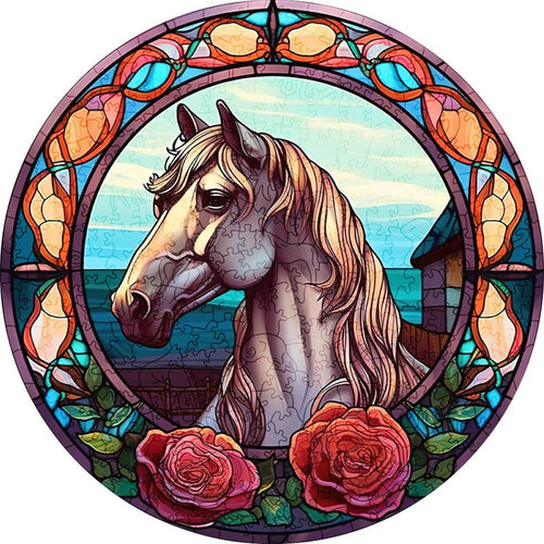 Puzzle 2D en Bois - Cheval Blanc