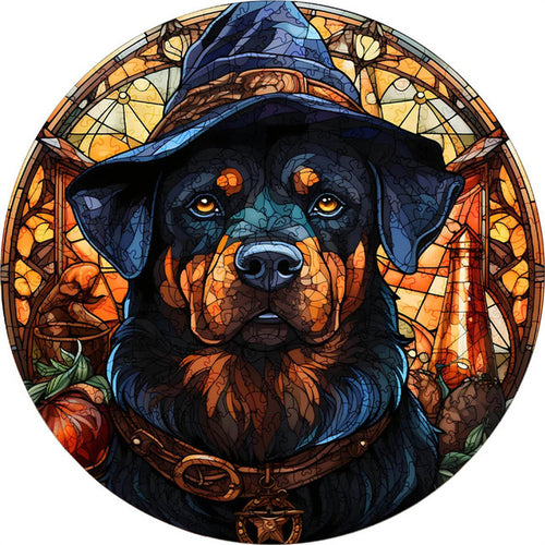 Puzzle 2D en Bois - Sorcière Rottweiler