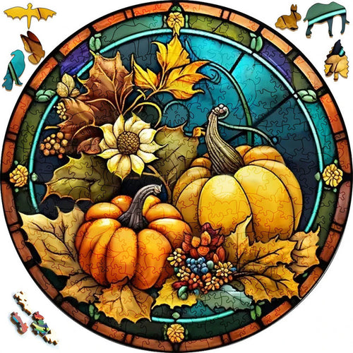 Puzzle 2D en Bois - Étalage de citrouilles