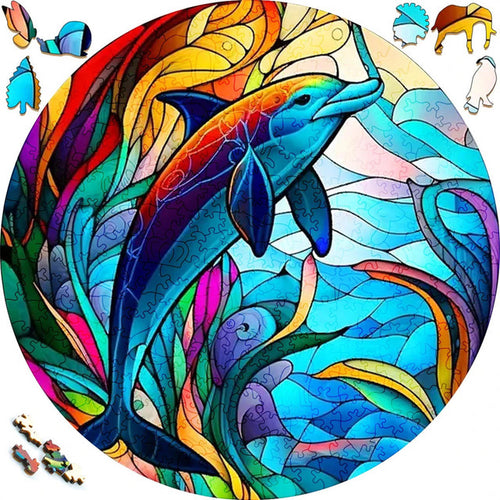 Puzzle 2D en Bois - Dauphin Bleu