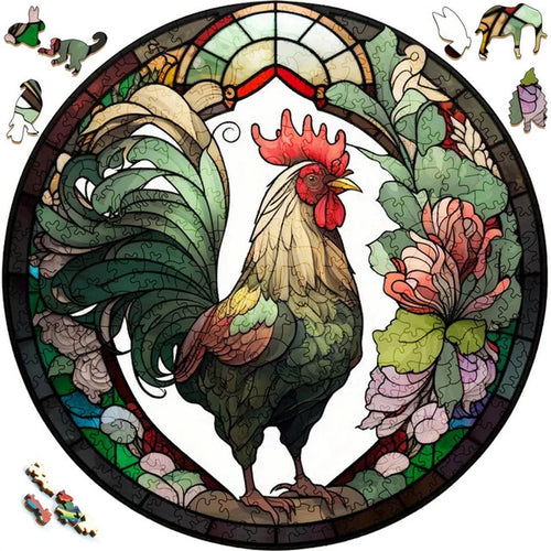 Puzzle 2D en Bois - Coq Vert