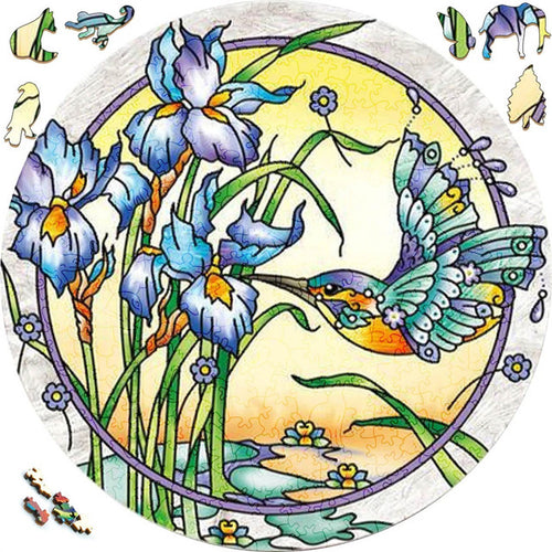 Puzzle 2D en Bois - Colibri dans le Jardin