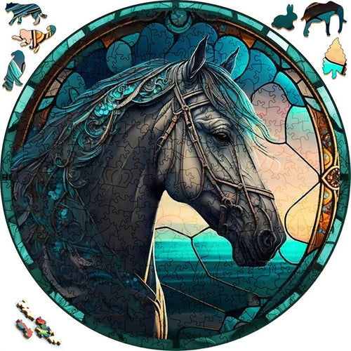 Puzzle 2D en Bois - Cheval Lunatique