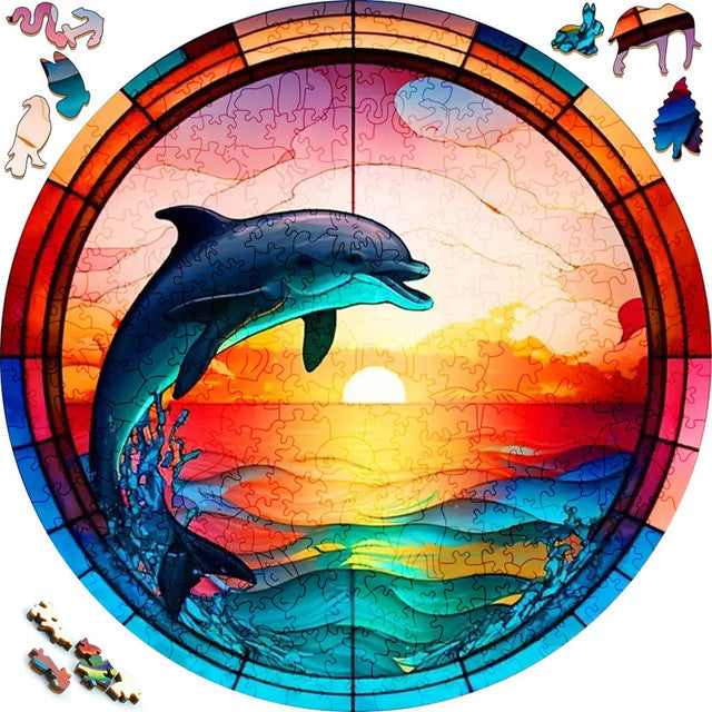 Puzzle 2D en Bois - Saut de Dauphin