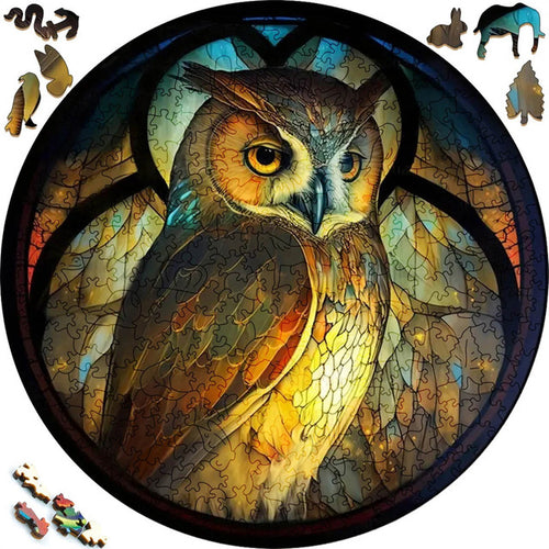 Puzzle 2D en Bois - Hibou Dramatique