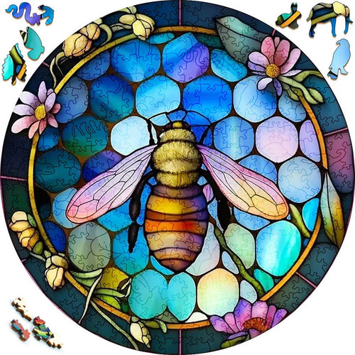 Puzzle 2D en Bois - Abeille Pastel
