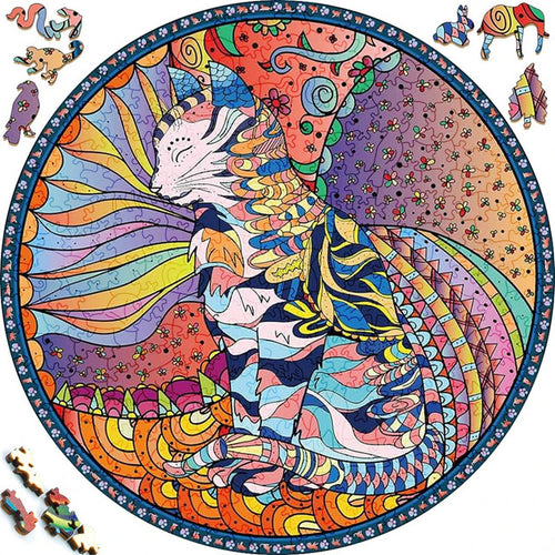 Puzzle 2D en Bois - Chat Abstrait