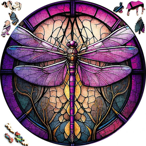 Puzzle 2D en Bois - Libellule violette