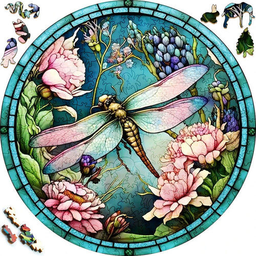 Puzzle 2D en Bois - Libellule pastel