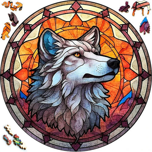 Puzzle 2D en Bois - Loup d'Automne