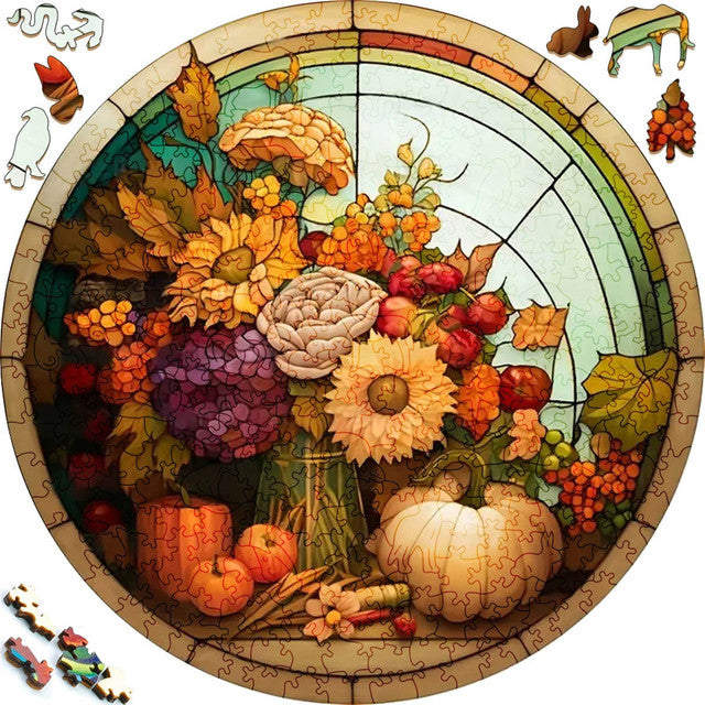 Puzzle 2D en Bois - Étalage d'automne