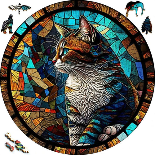 Puzzle 2D en Bois - Mosaïque de Chat