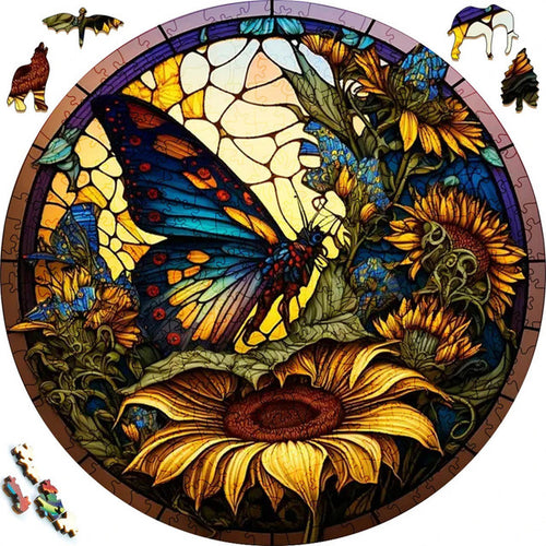 Puzzle 2D en Bois - Champ de tournesols