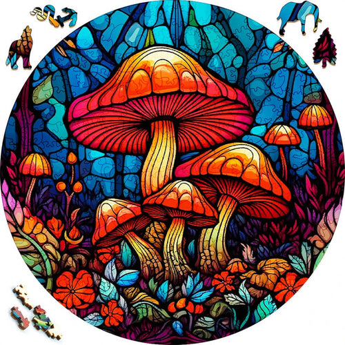 Puzzle 2D en Bois - Champignons