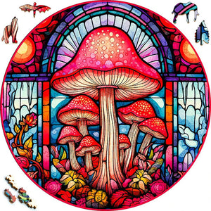 Puzzle 2D en Bois - Champignons roses