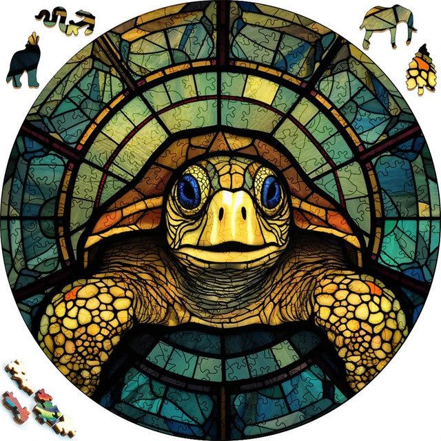 Puzzle 2D en Bois - Tortue Amicale