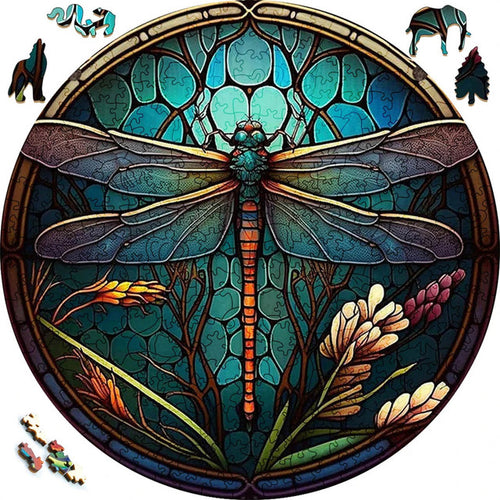 Puzzle 2D en Bois - Libellule Bleue