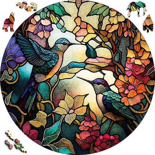 Puzzle 2D en Bois - Famille de colibris