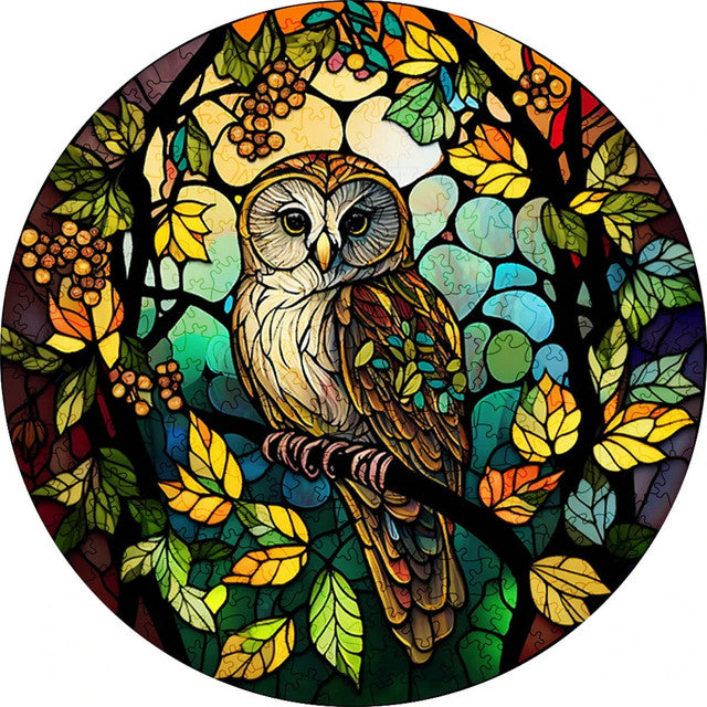 Puzzle 2D en Bois - Chouette Ensoleillée