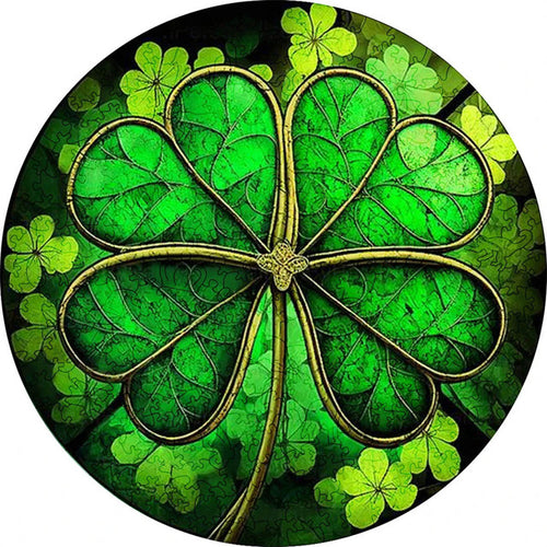 Puzzle 2D en Bois - Trèfles Porte-bonheur