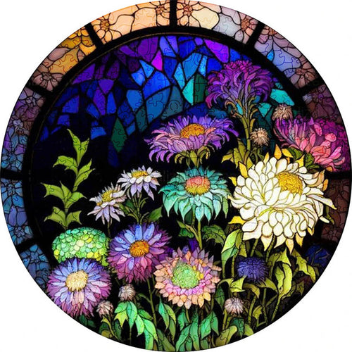 Puzzle 2D en Bois - Hortensias colorées