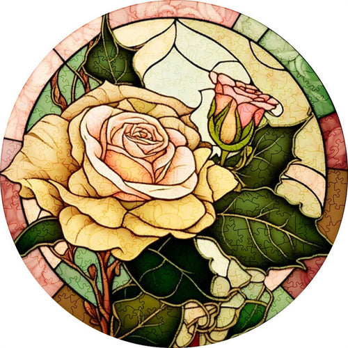 Puzzle 2D en Bois - Rose Jaune Clair