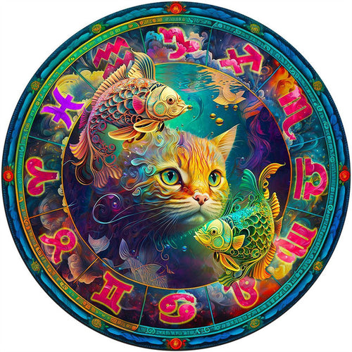 Puzzle 2D en Bois - Chat des Poissons