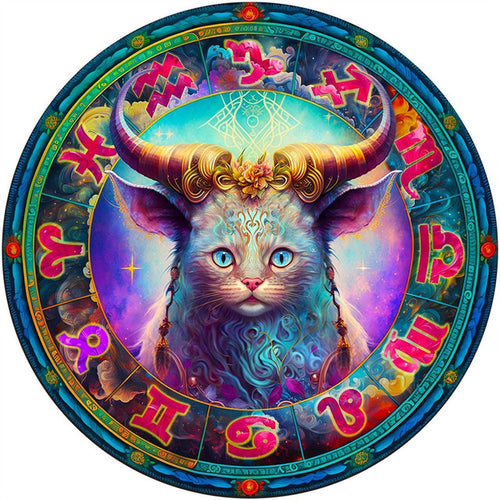 Puzzle 2D en Bois - Taureau Chat