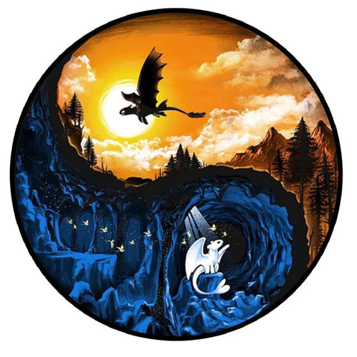 Puzzle 2D en Bois - Dragons de Lumière et d'Obscurité