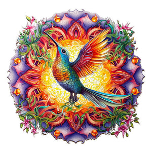 Puzzle 2D en Bois - Colibri et Fleurs